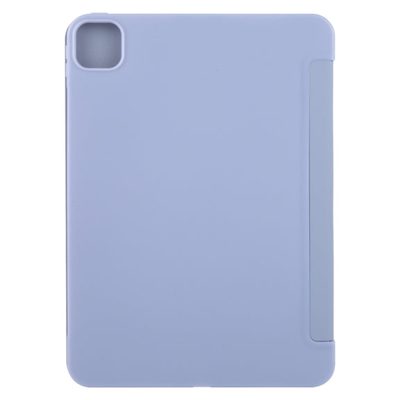 For iPad Pro 13 2024 GEBEI 3-folding Holder Shockproof Flip Leather Tablet Case(Light Purple)
