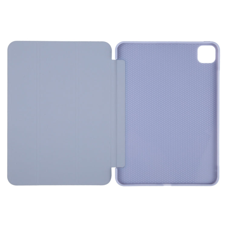 For iPad Pro 13 2024 GEBEI 3-folding Holder Shockproof Flip Leather Tablet Case(Light Purple)