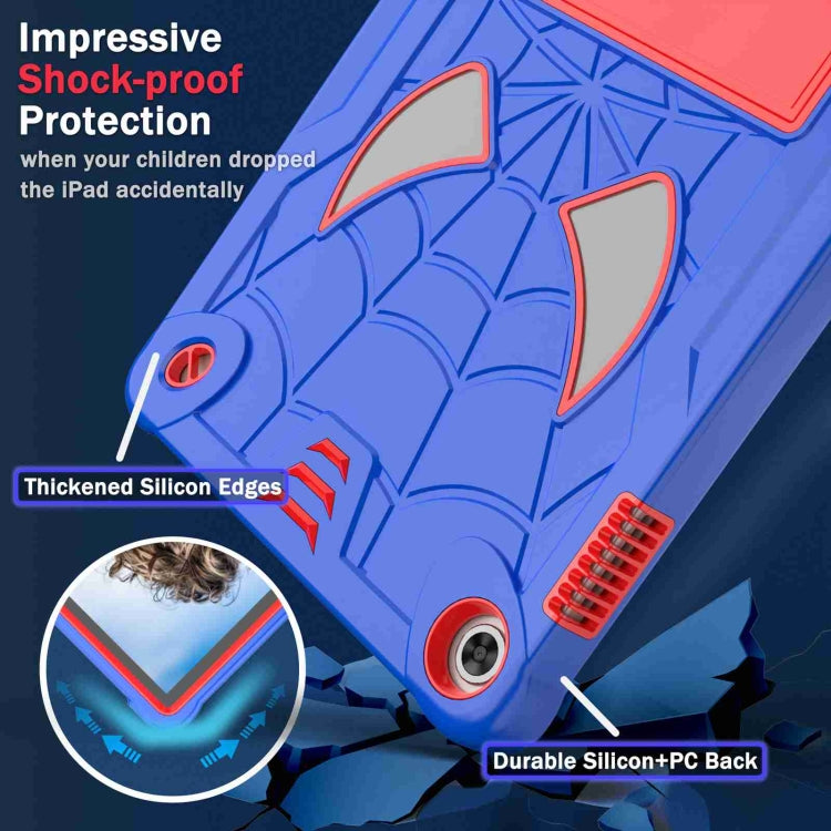For Lenovo Tab M10 3rd Gen Spider Texture Silicone Hybrid PC Tablet Case with Shoulder Strap(Blue + Red)