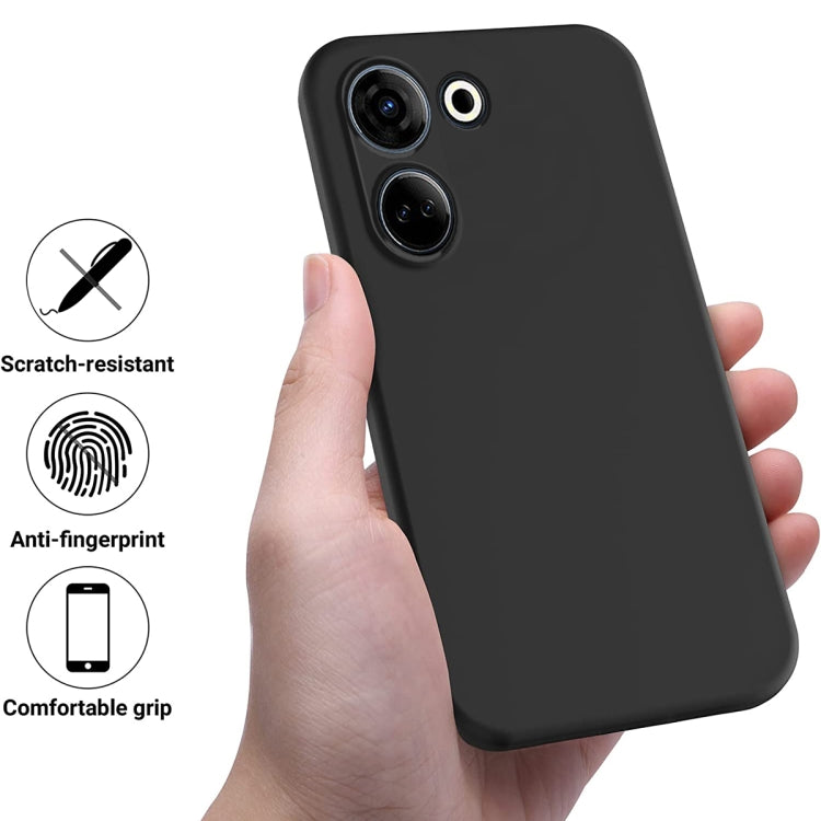 For Tecno Camon 20 4G Pure Color Liquid Silicone Shockproof Phone Case(Black)