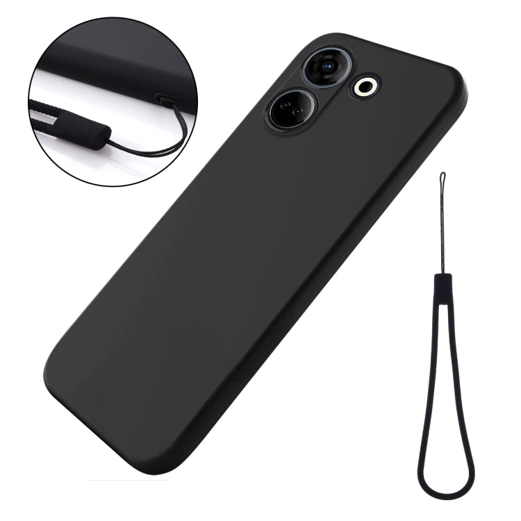 For Tecno Camon 20 4G Pure Color Liquid Silicone Shockproof Phone Case(Black)
