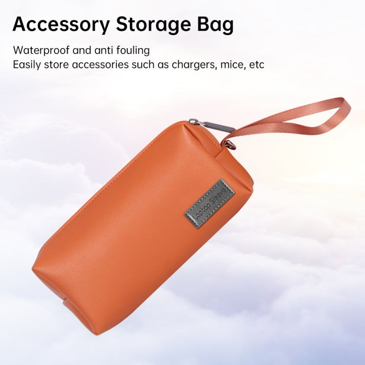 Water-resistant PU Leather Laptop Accessory Bag(Black)
