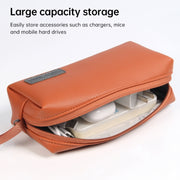 Water-resistant PU Leather Laptop Accessory Bag(Dark Green)