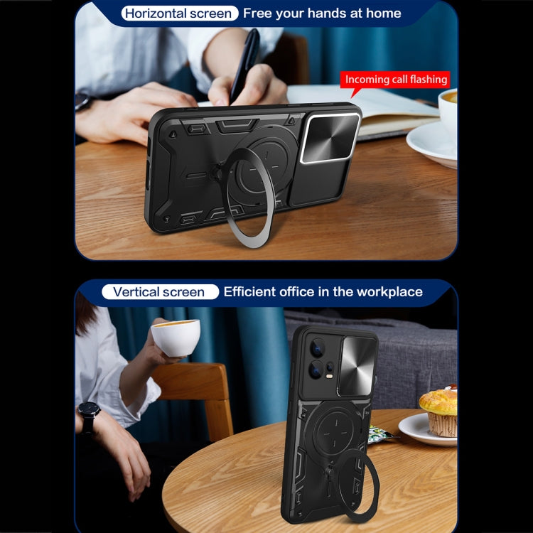 For Motorola Edge 30 Fusion CD Texture Sliding Camshield Magnetic Holder Phone Case(Silver)