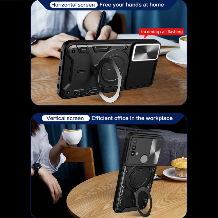 For Motorola Moto E20 / E30 / E40 CD Texture Sliding Camshield Magnetic Holder Phone Case(Red)