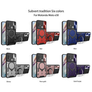 For Motorola Moto E20 / E30 / E40 CD Texture Sliding Camshield Magnetic Holder Phone Case(Blue)