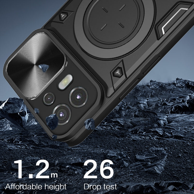 For Motorola Edge 20 Lite CD Texture Sliding Camshield Magnetic Holder Phone Case(Black)