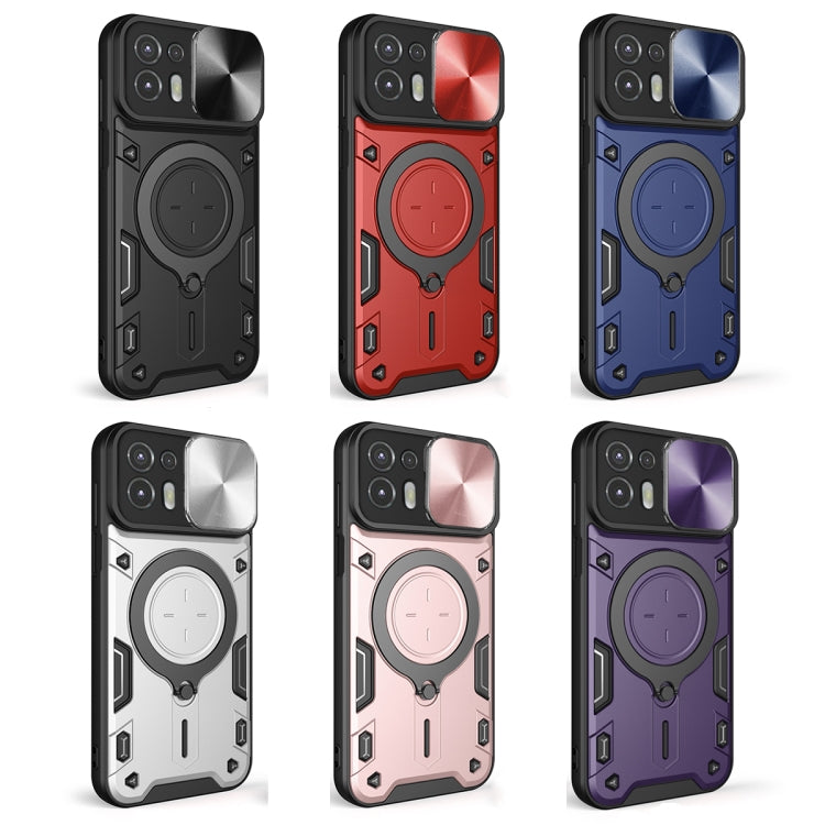 For Motorola Edge 20 Lite CD Texture Sliding Camshield Magnetic Holder Phone Case(Silver)