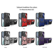 For Motorola Moto G62 CD Texture Sliding Camshield Magnetic Holder Phone Case(Purple)