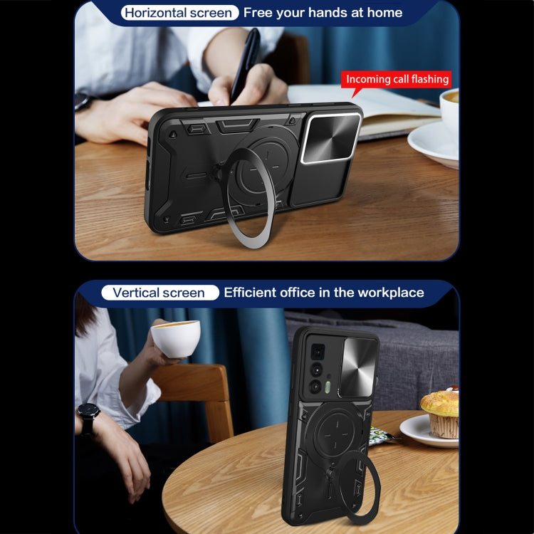 For Motorola Edge 20 Pro CD Texture Sliding Camshield Magnetic Holder Phone Case(Silver)