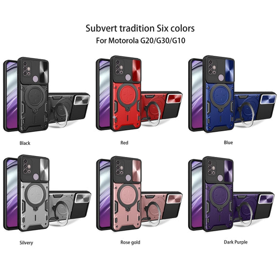 For Motorola Moto G30 / G20 / G10 CD Texture Sliding Camshield Magnetic Holder Phone Case(Black)