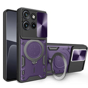 For Motorola Edge 50 Neo CD Texture Sliding Camshield Magnetic Holder Phone Case(Purple)