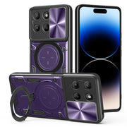 For Motorola Moto G15 CD Texture Sliding Camshield Magnetic Holder Phone Case(Purple)