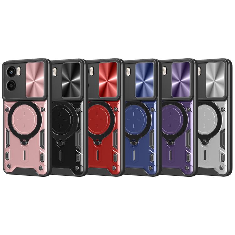 For Motorola Moto G05 CD Texture Sliding Camshield Magnetic Holder Phone Case(Purple)