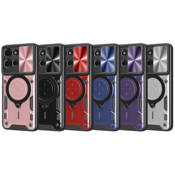 For Motorola Moto G75 5G CD Texture Sliding Camshield Magnetic Holder Phone Case(Pink)