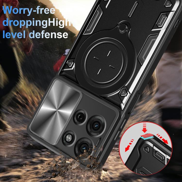 For Motorola Moto G75 5G CD Texture Sliding Camshield Magnetic Holder Phone Case(Black)