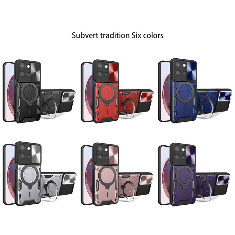For Motorola Moto G 2025 CD Texture Sliding Camshield Magnetic Holder Phone Case(Silver)