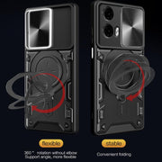 For Motorola Moto G24 Power CD Texture Sliding Camshield Magnetic Holder Phone Case(Silver)