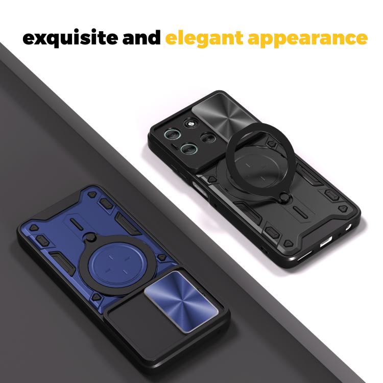 For Motorola Moto G56 5G CD Texture Sliding Camshield Magnetic Holder Phone Case(Purple)
