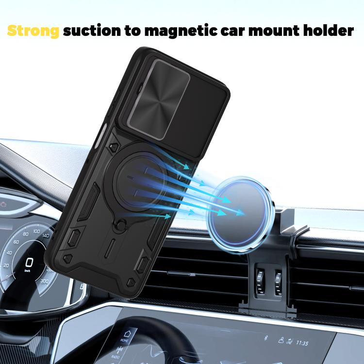 For Motorola Moto G56 5G CD Texture Sliding Camshield Magnetic Holder Phone Case(Purple)