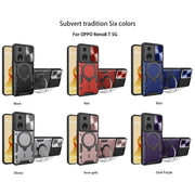 For OPPO Reno8 T 5G CD Texture Sliding Camshield Magnetic Holder Phone Case(Purple)