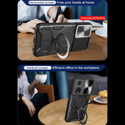 For OPPO Reno8 T 5G CD Texture Sliding Camshield Magnetic Holder Phone Case(Purple)