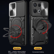 For OPPO Reno8 Pro 5G CD Texture Sliding Camshield Magnetic Holder Phone Case(Black)