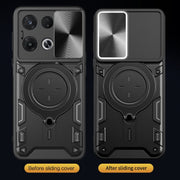 For OPPO Reno8 Pro 5G CD Texture Sliding Camshield Magnetic Holder Phone Case(Black)