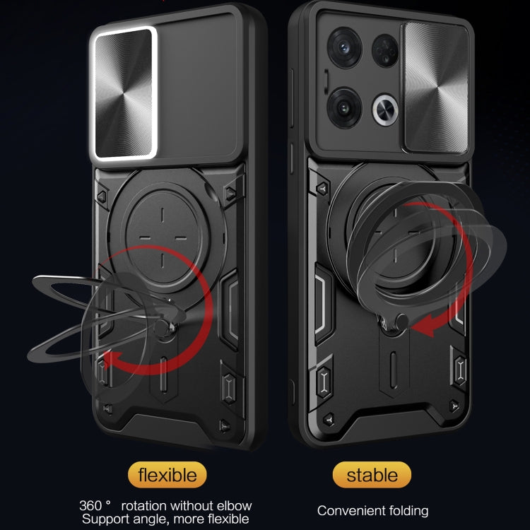 For OPPO Reno8 Pro 5G CD Texture Sliding Camshield Magnetic Holder Phone Case(Blue)