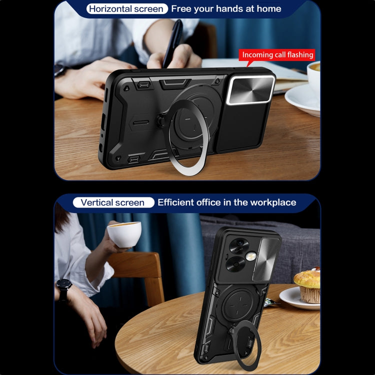 For OPPO A79 5G Global CD Texture Sliding Camshield Magnetic Holder Phone Case(Red)