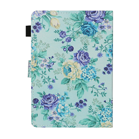 For 10 inch Universal Tablet PC Flower Pattern Horizontal Flip Leather Case with Card Slots & Holder(Purple Flower)