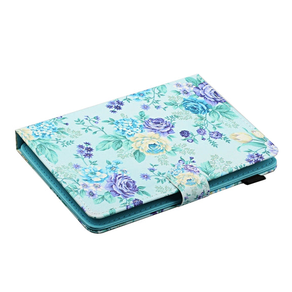For 10 inch Universal Tablet PC Flower Pattern Horizontal Flip Leather Case with Card Slots & Holder(Purple Flower)