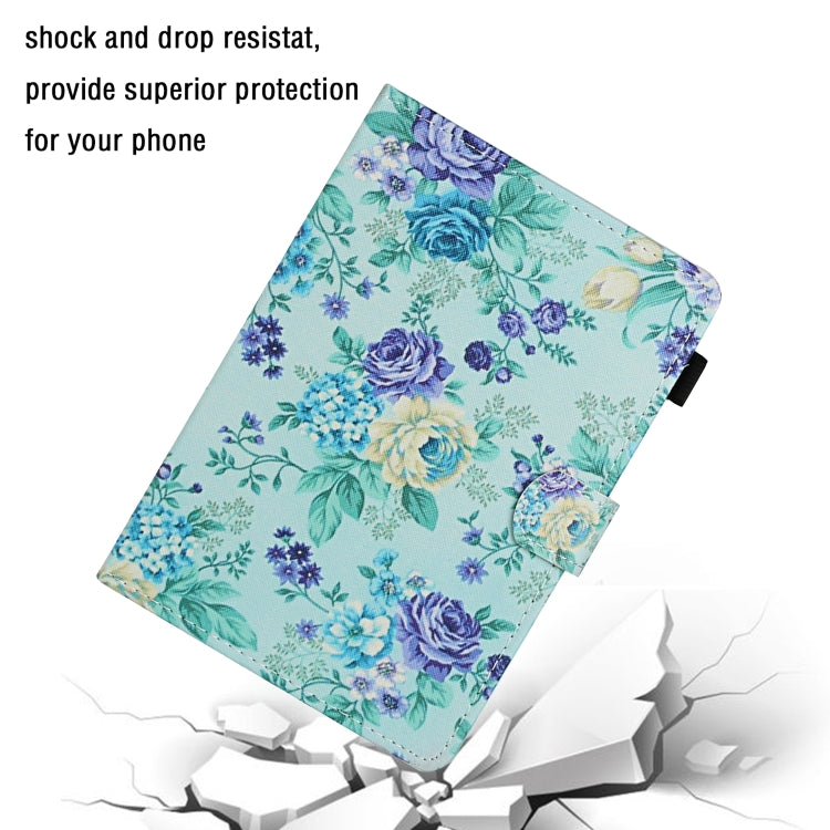 For 10 inch Universal Tablet PC Flower Pattern Horizontal Flip Leather Case with Card Slots & Holder(Purple Flower)