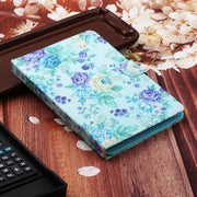 For 10 inch Universal Tablet PC Flower Pattern Horizontal Flip Leather Case with Card Slots & Holder(Purple Flower)