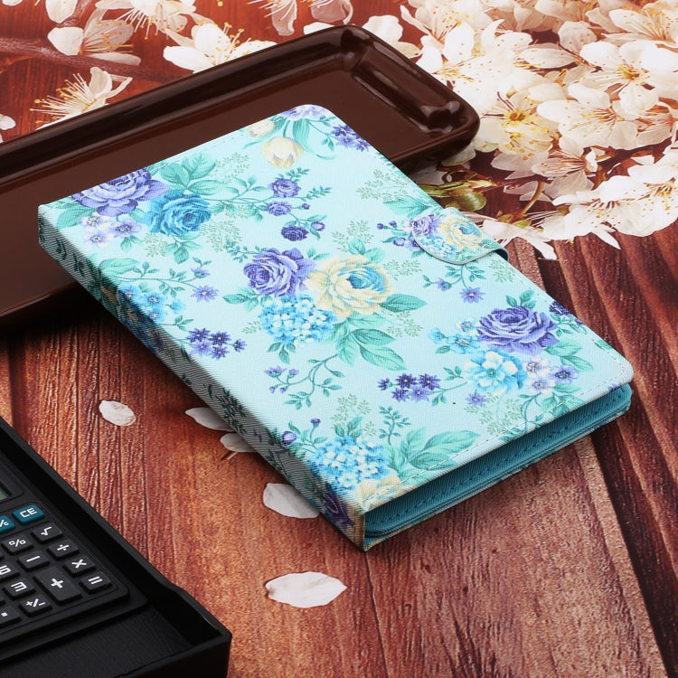 For 10 inch Universal Tablet PC Flower Pattern Horizontal Flip Leather Case with Card Slots & Holder(Purple Flower)