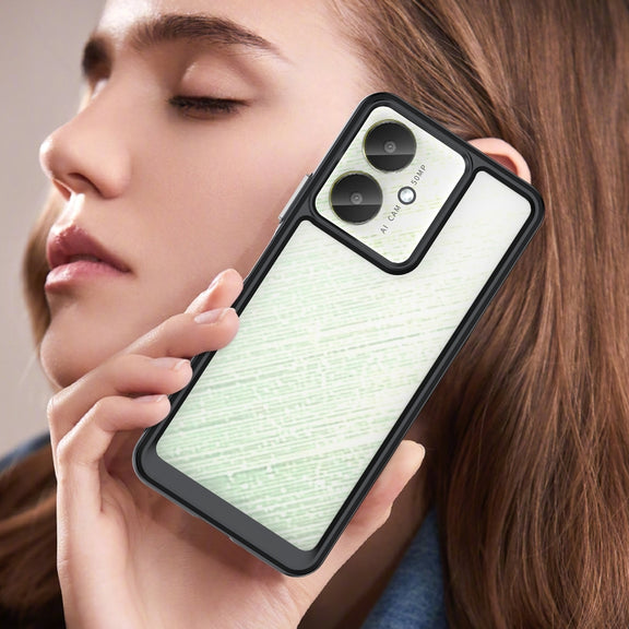 For Xiaomi Poco M6 Colorful Series Acrylic Hybrid TPU Phone Case(Black)