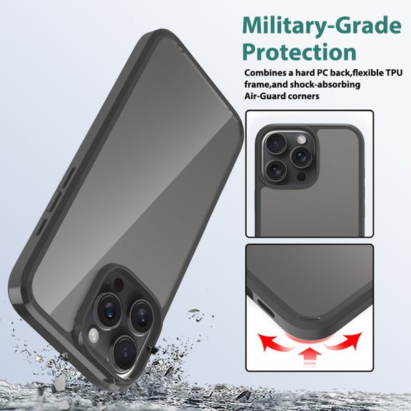 For iPhone 16 Pro Max Scratchproof Acrylic TPU Phone Case(Black)