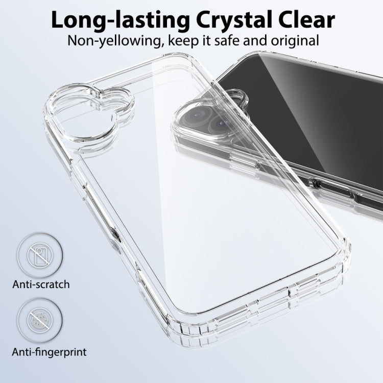 For iPhone 16 Plus Scratchproof Acrylic TPU Phone Case(Transparent)