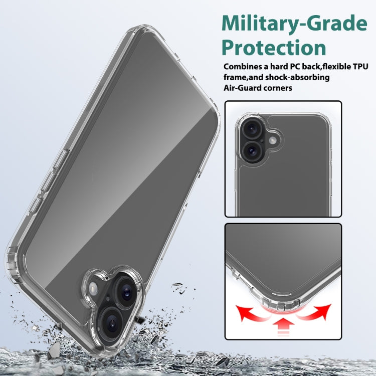 For iPhone 16 Plus Scratchproof Acrylic TPU Phone Case(Transparent)