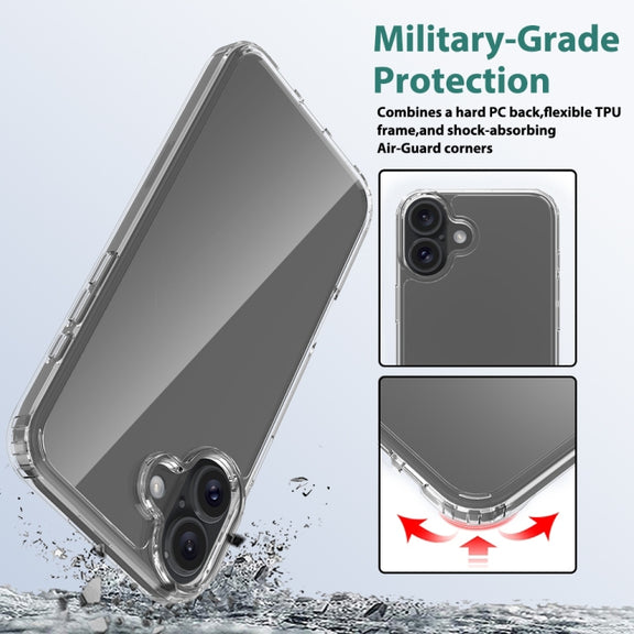For iPhone 16 Plus Scratchproof Acrylic TPU Phone Case(Transparent)