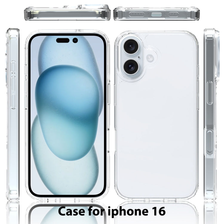 For iPhone 16 Scratchproof Acrylic TPU Phone Case(Transparent)