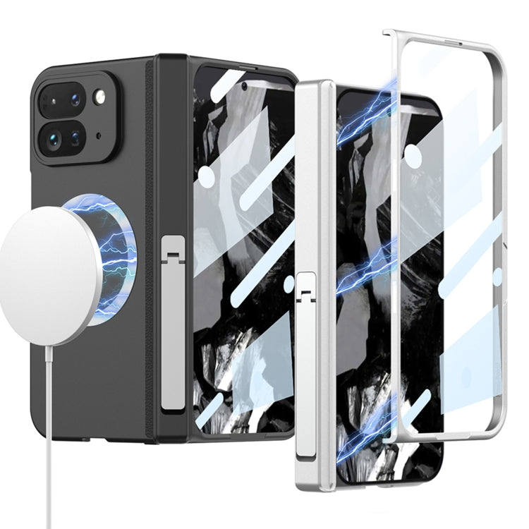 For Google Pixel 9 Pro Fold GKK Integrated Magsafe Fold Hinge Full Coverage Phone Case with Holder(Black)