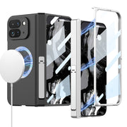 For Google Pixel 9 Pro Fold GKK Integrated Magsafe Fold Hinge Full Coverage Phone Case with Holder(Black)