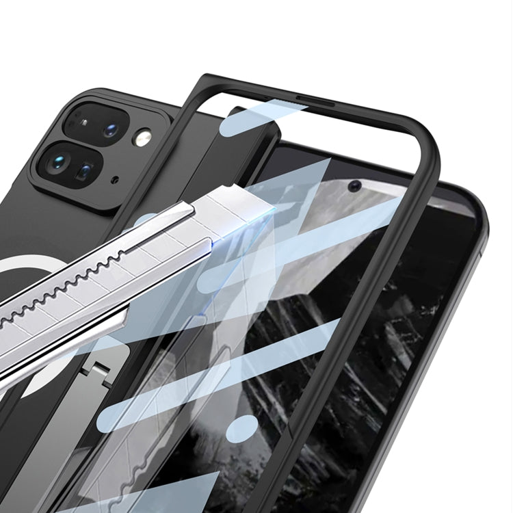 For Google Pixel 9 Pro Fold GKK Integrated Magsafe Fold Hinge Full Coverage Phone Case with Holder(Black)