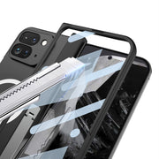 For Google Pixel 9 Pro Fold GKK Integrated Magsafe Fold Hinge Full Coverage Phone Case with Holder(White)