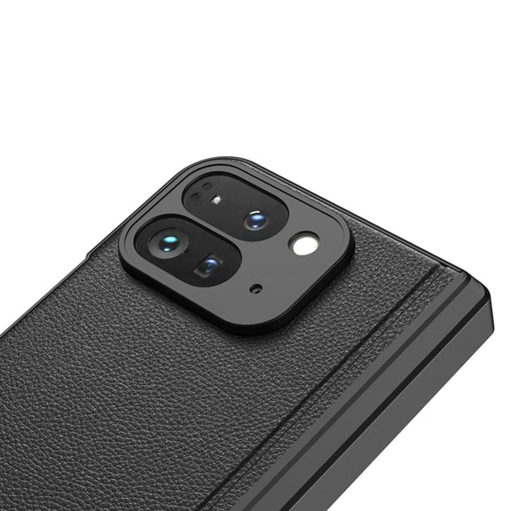 For Google Pixel 9 Pro Fold GKK Integrated Fold Hinge Leather Phone Case with Holder(White)
