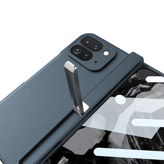 For Google Pixel 9 Pro Fold GKK Integrated Fold Hinge Leather Phone Case with Holder(White)