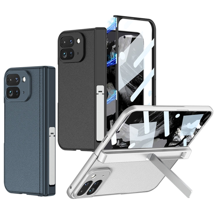 For Google Pixel 9 Pro Fold GKK Integrated Fold Hinge Leather Phone Case with Holder(Green)