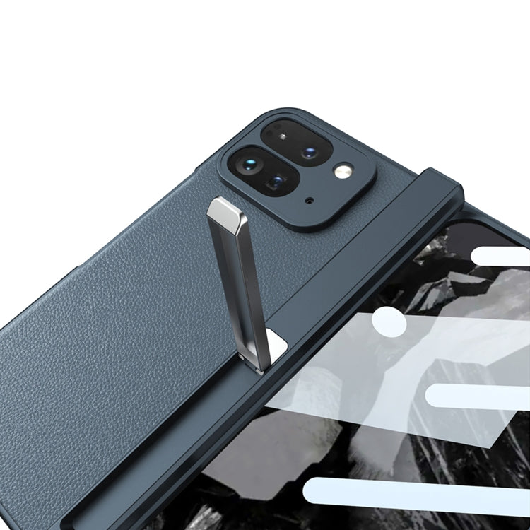 For Google Pixel 9 Pro Fold GKK Integrated Fold Hinge Leather Phone Case with Holder(Green)