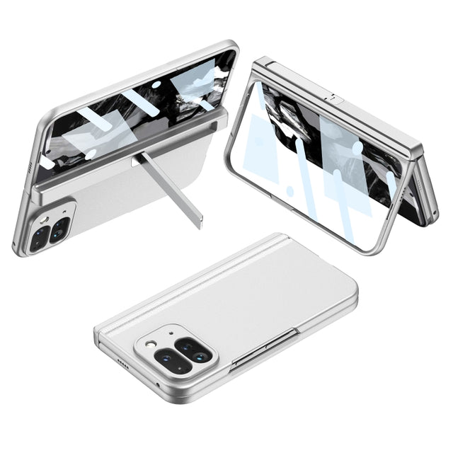For Google Pixel 9 Pro Fold GKK Integrated Fold Hinge Full Coverage Phone Case with Holder(White)